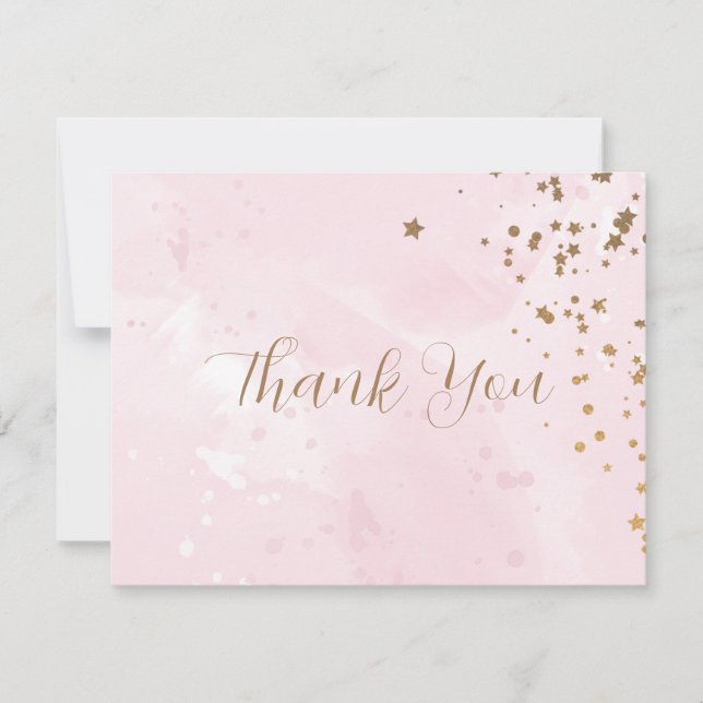 Pastel Pink Watercolor Wedding Thank You Card (Front)