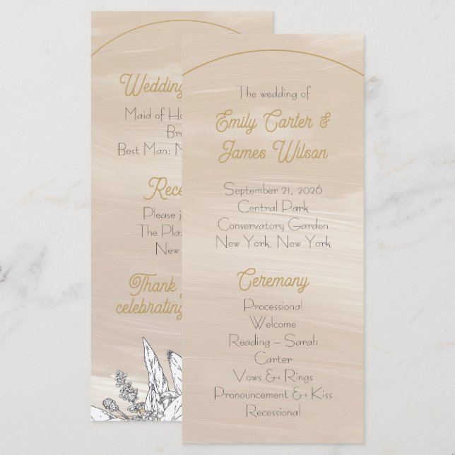 Pastel Pink Wedding Program (Front/Back)