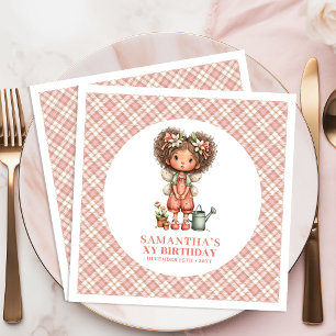 Pastel Pink Whimsical Fairy Floral 4th Birthday   Napkin
