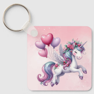 Pastel pink whimsical unicorn keychain