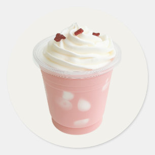Pastel Pink Whipped Cream Dessert Cup Classic Round Sticker