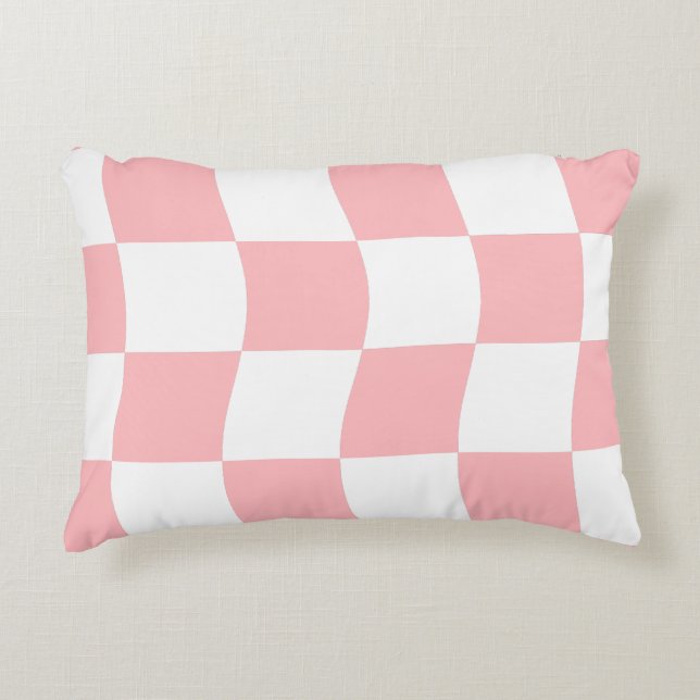 Pastel Pink White Chequerboard Pattern  Accent Pillow (Front)