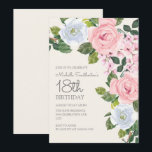 Pastel Pink White Floral Woman's 18th Birthday Invitation<br><div class="desc">Pastel pink and white floral / botanical woman's 18th birthday party invitation.  Contact us for help with customization or to request matching products.</div>