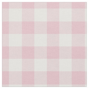 Pastel Pink & White Plaid Gingham Fabric