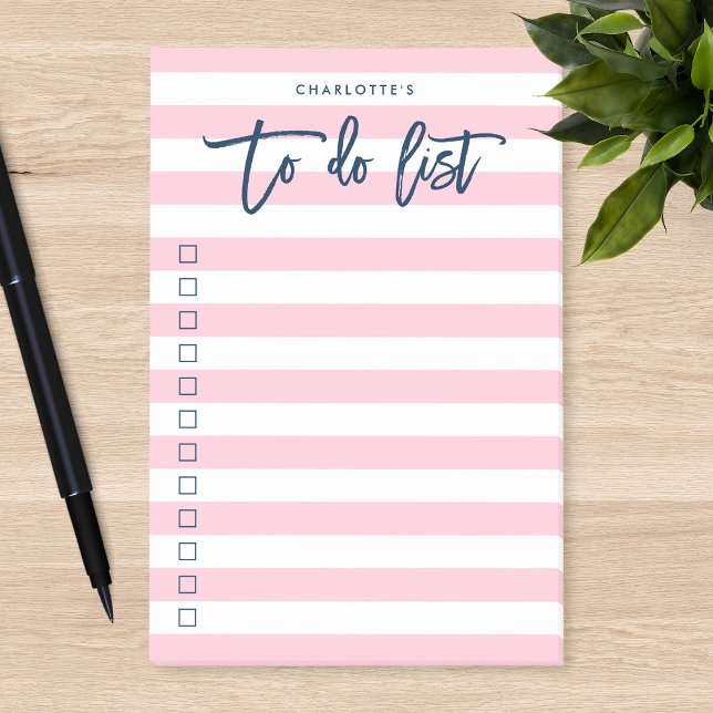 Pastel Pink & White Stripes Blue To Do List Post-it Notes (Creator Uploaded)