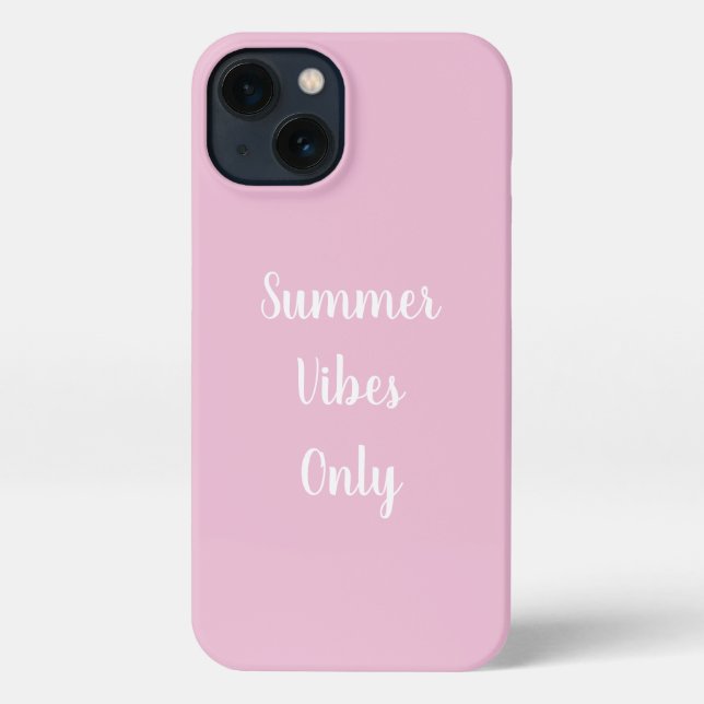 Pastel Pink & White Summer Vibes Only Typography iPhone Case (Back)