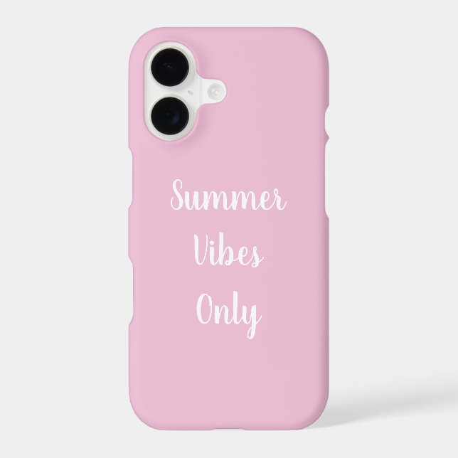 Pastel Pink & White Summer Vibes Only Typography iPhone Case (Back)