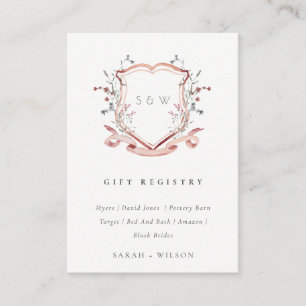 Pastel Pink Wildflower Crest Wedding Gift Registry Enclosure Card