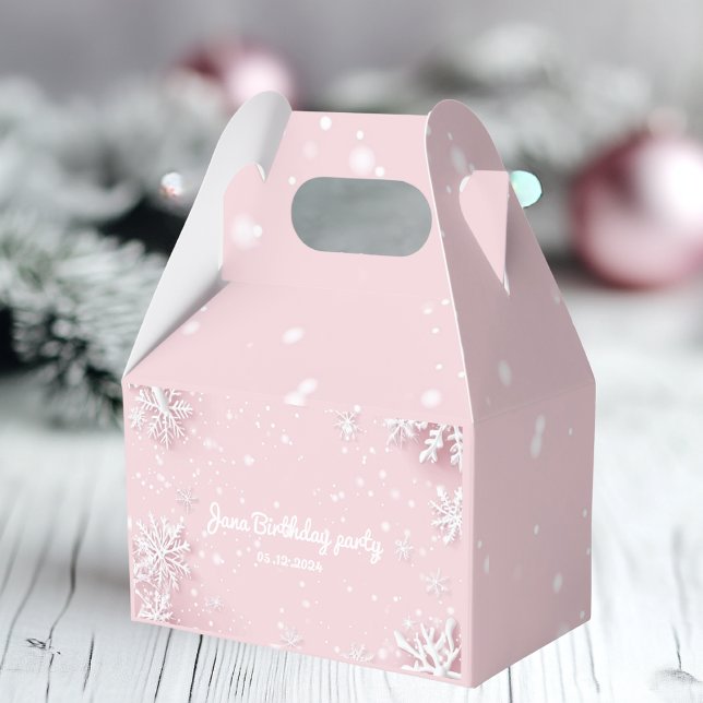 Pastel Pink Winter Wonderland Snowflake  Favor Box (Creator Uploaded)
