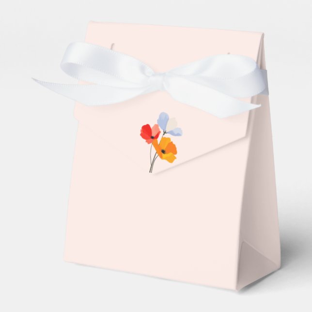 Pastel Pink with Bold Summer Poppies Favor Box (Front Side)