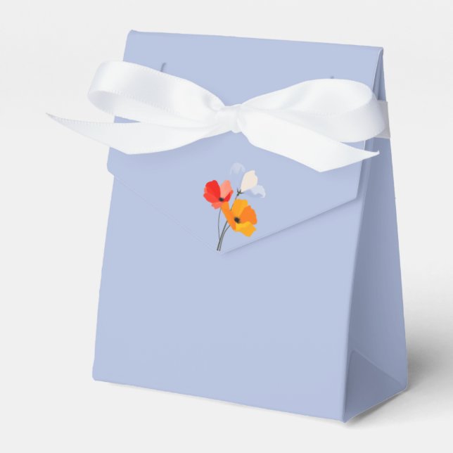 Pastel Pink with Bold Summer Poppies Favor Box (Front Side)