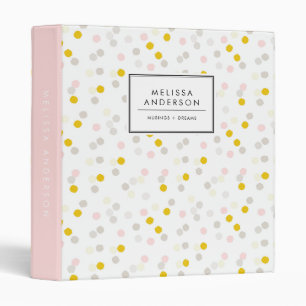 Pastel Pink, Yellow and Taupe Confetti Pattern Binder