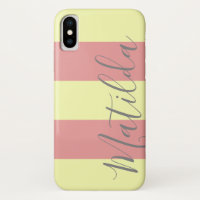 Pastel Pink Yellow Stripe Personalized Name