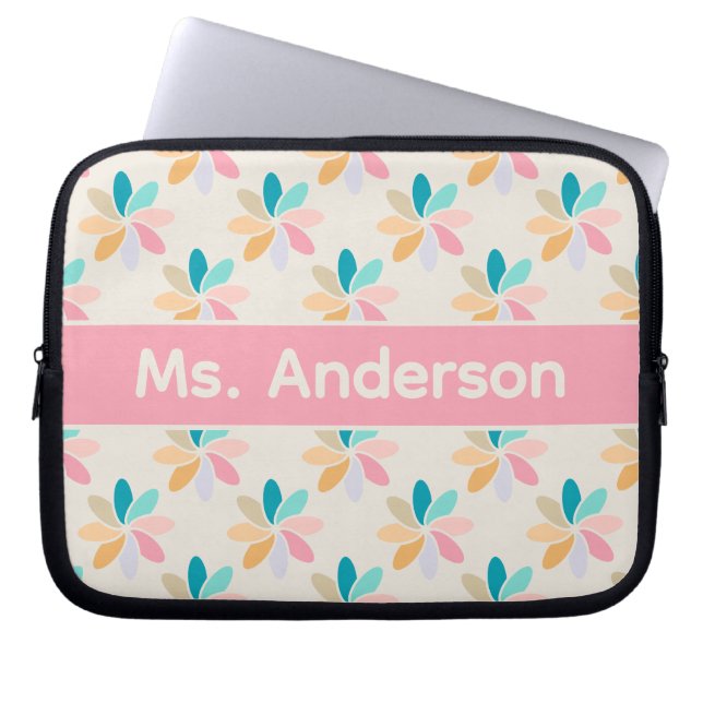 Pastel Pinwheel Personalized Laptop Sleeve (Front)