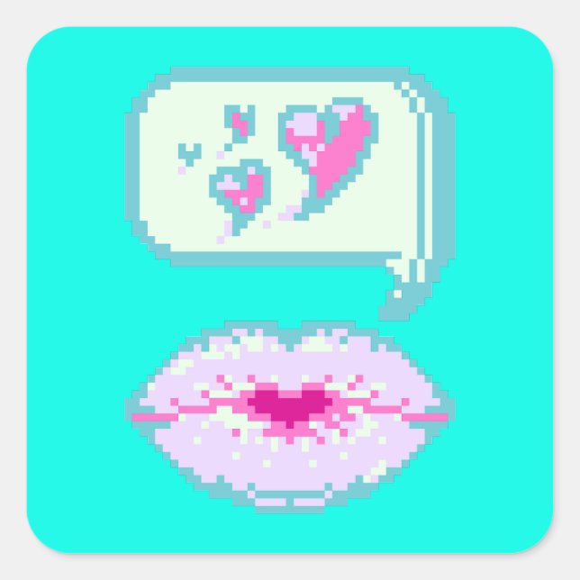 Pastel Pixel Lèvres de Kissy - Sticker de ressort (Devant)