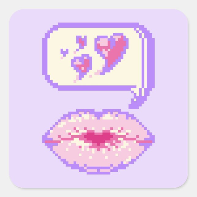 Pastel Pixel Lèvres Kissy - Sticker d'été (Devant)