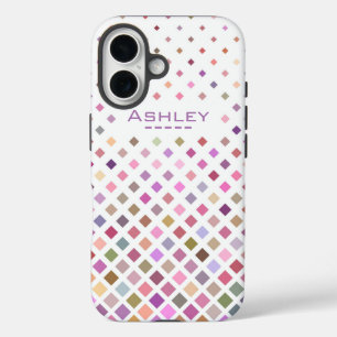 Pastel Pixels Cool Geometric Pattern Personalised iPhone 16 Case