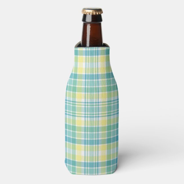 Pastel Plaid Bottle Cooler (Bottle Front)