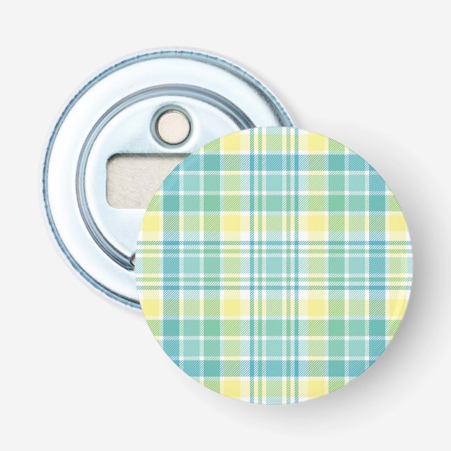 Pastel Plaid Bottle Opener (Front)