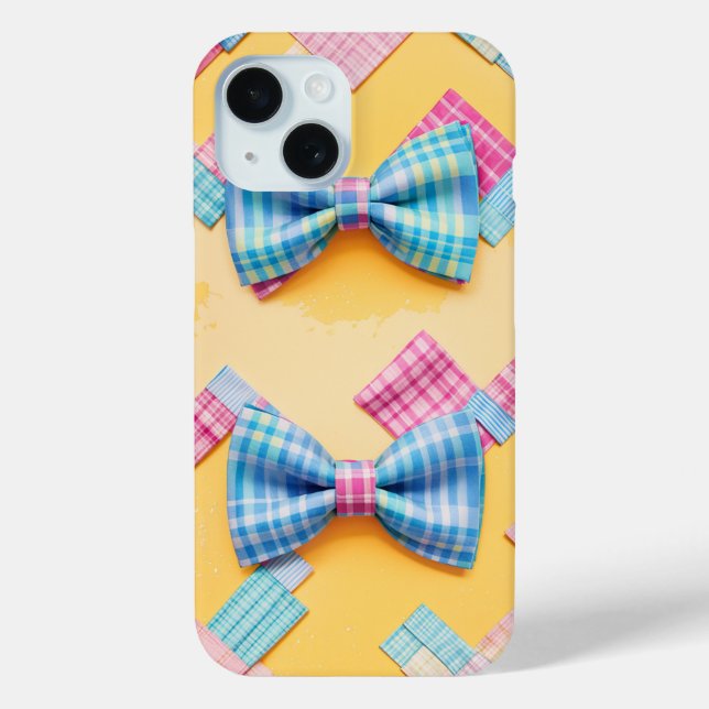 Pastel Plaid Cute Bow Tie Case-Mate iPhone Case (Back)