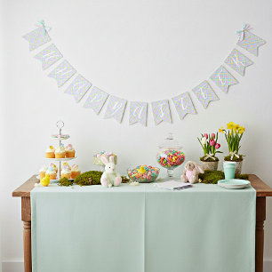 Pastel plaid Easter Bunting Flags