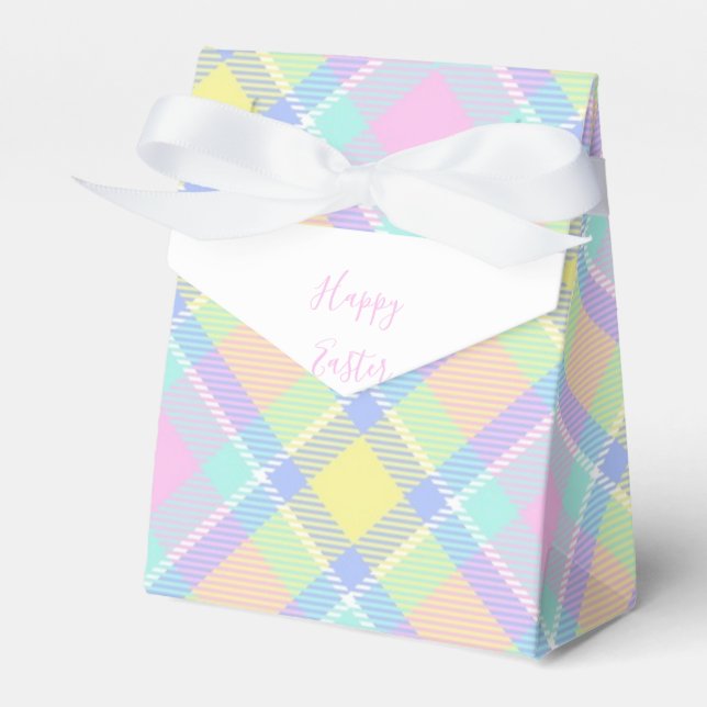 Pastel plaid Easter Favor Box (Front Side)