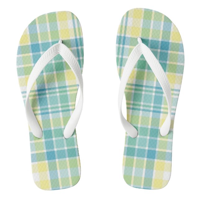 Pastel Plaid Flip Flops (Footbed)