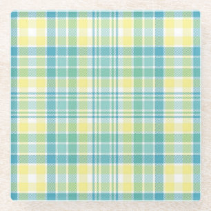 Pastel Plaid Glass Coaster