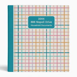 Pastel Plaid Household Documents Binder