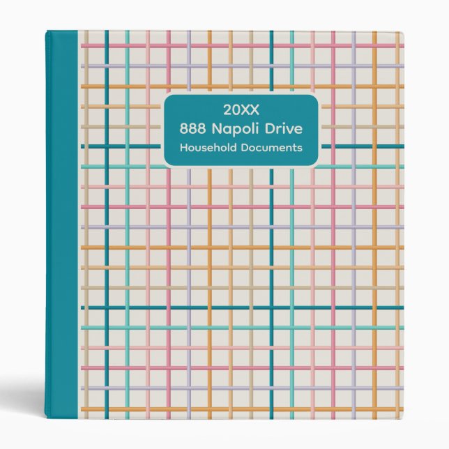 Pastel Plaid Household Documents Binder (Front)