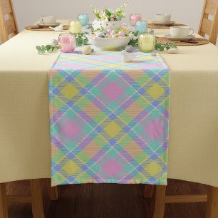Pastel plaid long table runner