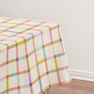 Pastel Plaid matching colourful trendy Tablecloth