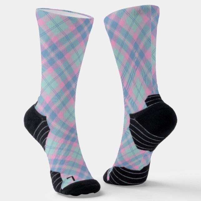 Pastel Plaid Mermaid-Colour Socks (Angled)