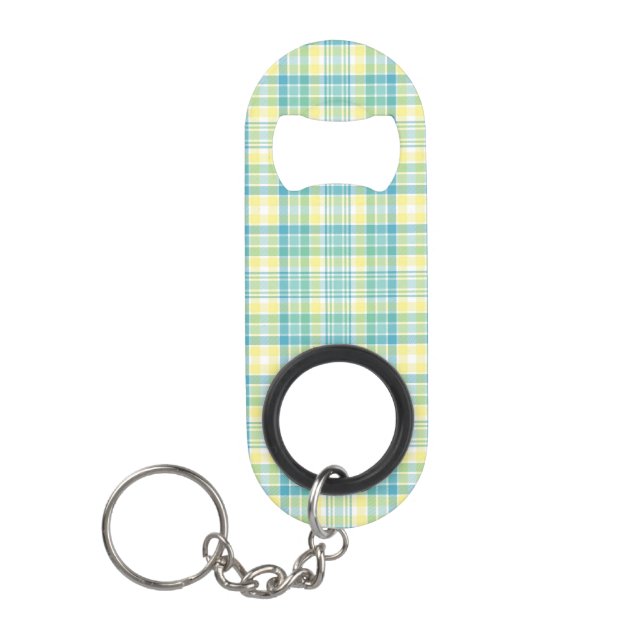 Pastel Plaid Mini Bottle Opener (Front)
