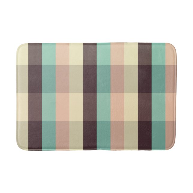 Pastel plaid pattern in  horizontal stripes bath mat (Front)