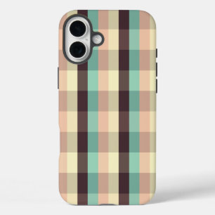 Pastel plaid pattern in horizontal stripes iPhone 16 plus case