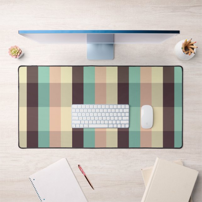 Pastel plaid pattern in  horizontal stripes desk mat (Office 1)