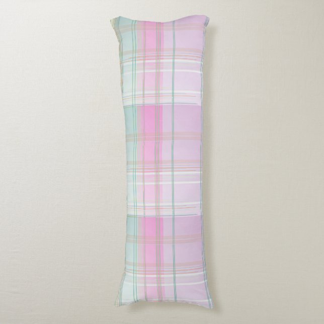 Pastel Plaid Round Body Pillow (Front Vertical)