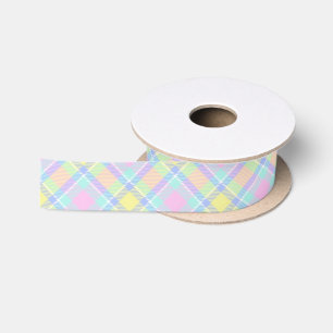 Pastel plaid  satin ribbon