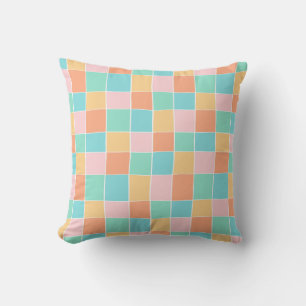Pastel Plaid Throw Pillow