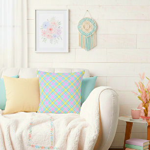 Pastel plaid  throw pillow