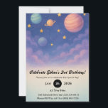 Pastel Planets in the Night Sky Birthday  Invitation<br><div class="desc">A dreamy outer space design featuring pastel-coloured planets and stars on a twilight sky,  perfect for cosmic-themed visuals.</div>