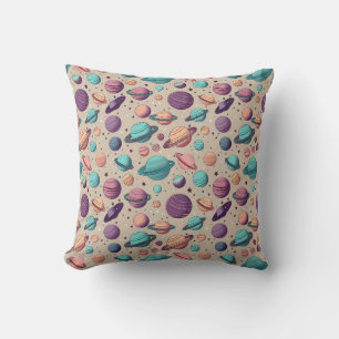 Pastel Planets Throw Pillow