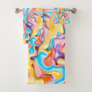 Pastel Plastic Fluid Abstract Bath Towel Set