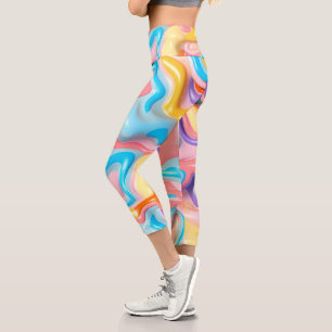 Pastel Plastic Fluid Abstract Capri Leggings