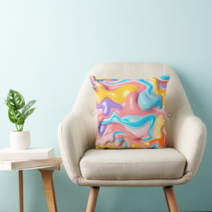Pastel Plastic Fluid Abstract Throw Pillow