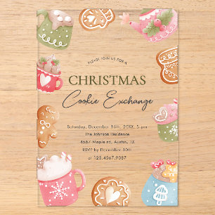 Pastel Playful Christmas Cookie Exchange Party  Acrylic Invitations