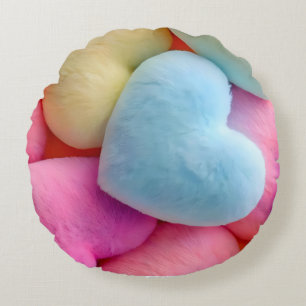 Pastel Plush Hearts Throw Pillow