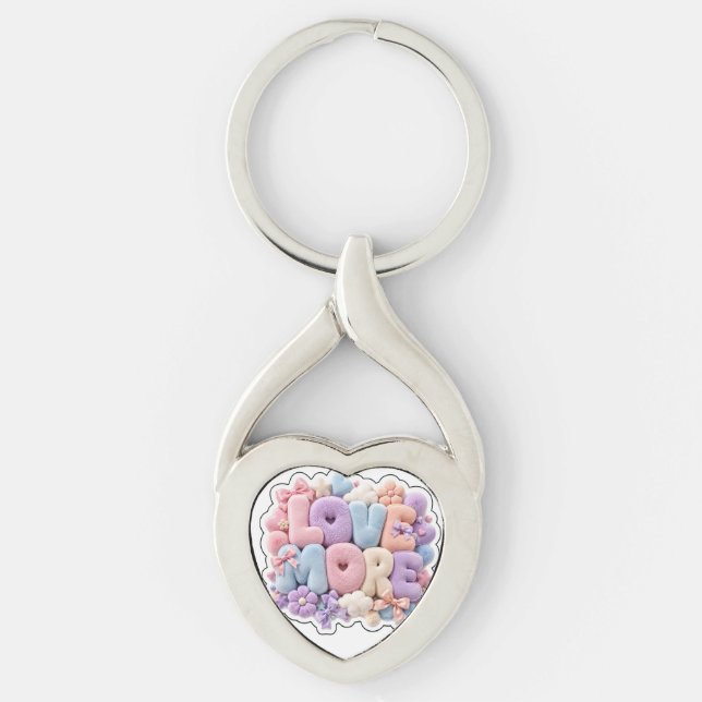 ​Pastel Plush "LOVE MORE" 3D  Keychain (Front)