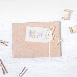 Pastel Plush Toys Cute Baby Shower Monogram Gift Tags
